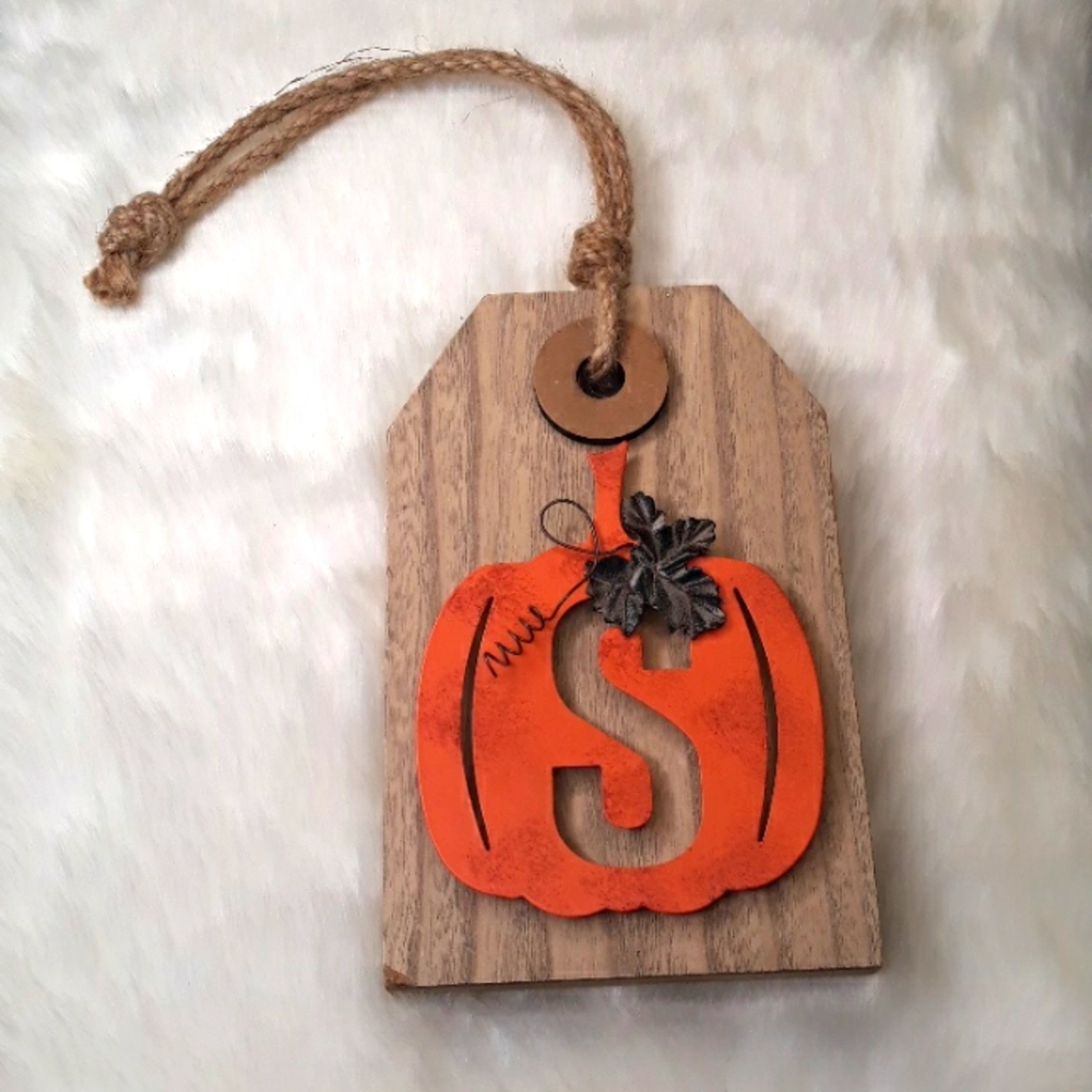 "S" pumpkin letter metal harvest wall hanging decoration